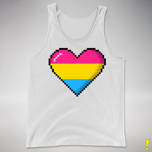 Pansexual Pride Pixel Heart Premium Tank Top - White